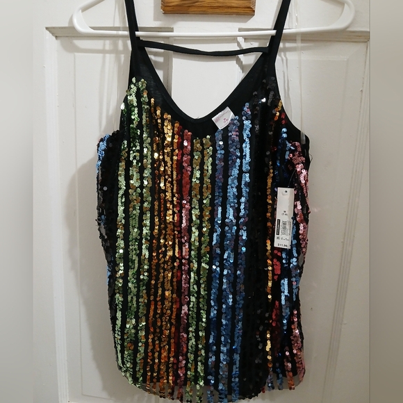 No Boundaries Black and Multicolor Sequin Cami - Picture 1 of 4